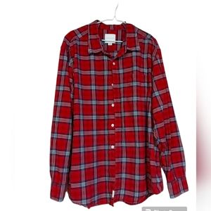 American Eagle Classic Fit Plaid Shirt  Red, Blue and White Plus Size 🚨flaw🚨